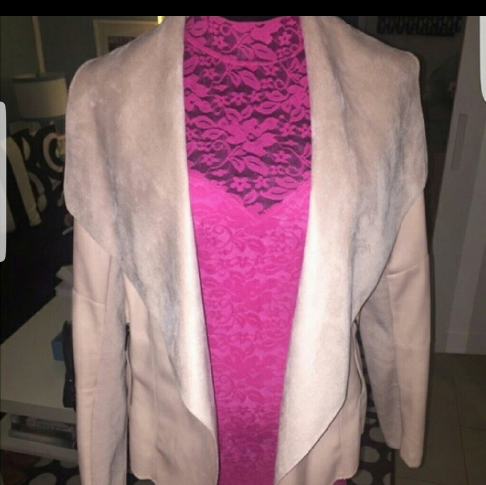 Bar III Blush Pleather Drape Jacket M